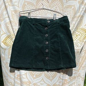 Dark Green Corduroy Mini Skirt